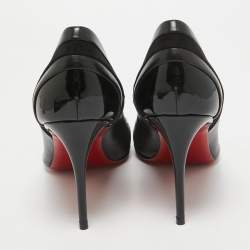 Pre Owned Christian Louboutin Black Patent and Leather Eklectica Pumps Size 38.5