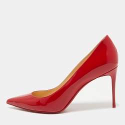 Pre Owned Christian Louboutin Red Patent Leather Pigalle Follies Pumps Size 38