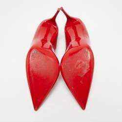 Pre Owned Christian Louboutin Red Patent Leather Pigalle Follies Pumps Size 38