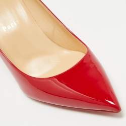Pre Owned Christian Louboutin Red Patent Leather Pigalle Follies Pumps Size 38
