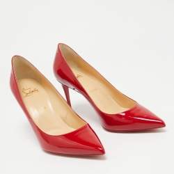 Pre Owned Christian Louboutin Red Patent Leather Pigalle Follies Pumps Size 38