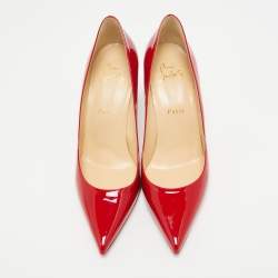 Pre Owned Christian Louboutin Red Patent Leather Pigalle Follies Pumps Size 38