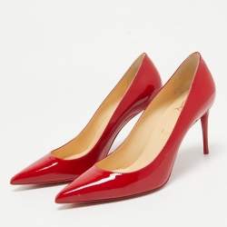 Pre Owned Christian Louboutin Red Patent Leather Pigalle Follies Pumps Size 38
