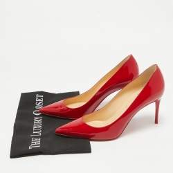 Pre Owned Christian Louboutin Red Patent Leather Pigalle Follies Pumps Size 38