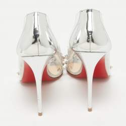 Christian Louboutin Silver PVC and Leather Collaclou Spikes Pumps Size 38