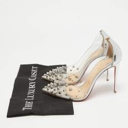 Christian Louboutin Silver PVC and Leather Collaclou Spikes Pumps Size 38