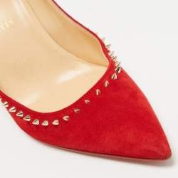 Christian Louboutin Red Suede Anjalina Spikes Pumps Size 38