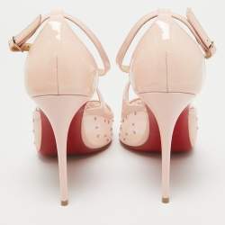 Pre Owned Christian Louboutin Pink Mesh and Patent Leather Twistissima Pumps Size 38