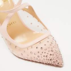 Pre Owned Christian Louboutin Pink Mesh and Patent Leather Twistissima Pumps Size 38