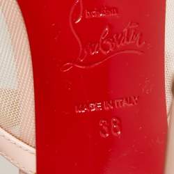 Pre Owned Christian Louboutin Pink Mesh and Patent Leather Twistissima Pumps Size 38