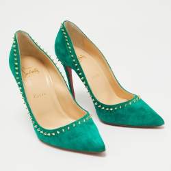 Christian Louboutin Green Suede Anjalina Pumps Size 38