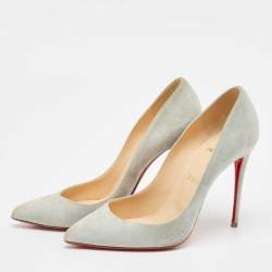 Pre Owned Christian Louboutin Light Blue Suede Pigalle Pumps Size 38