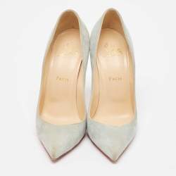 Pre Owned Christian Louboutin Light Blue Suede Pigalle Pumps Size 38