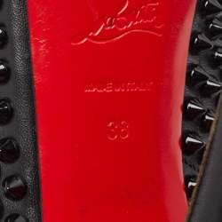 Christian Louboutin Black Leather Lady Peep Toe Spikes Platform Pumps Size 38