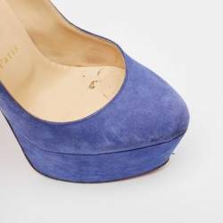 Christian Louboutin Blue Suede Victoria Platform Pumps Size 38