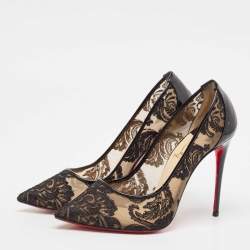 Christian Louboutin Black Patent and Follies Lace Pumps Size 38