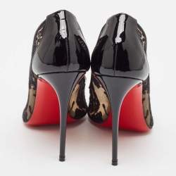 Christian Louboutin Black Patent and Follies Lace Pumps Size 38