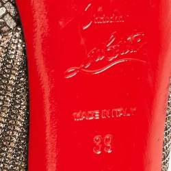 Christian Louboutin Gold Glitter and Suede Mira Bella Ankle Strap Sandals Size 39