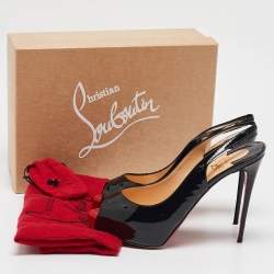Christian Louboutin Black Patent Private Number Peep Toe Pumps Size 39.5