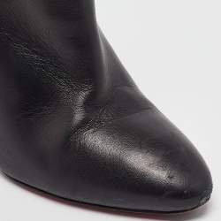 Christian Louboutin Black Leather Levitibootie Ankle Length Wedge Boots Size 37.5