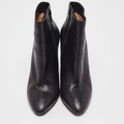 Christian Louboutin Black Leather Levitibootie Ankle Length Wedge Boots Size 37.5