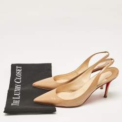 Christian Louboutin Beige Patent Leather Kate Slingback Pumps Size 39