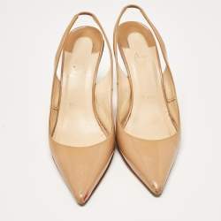 Christian Louboutin Beige Patent Leather Kate Slingback Pumps Size 39