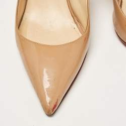 Christian Louboutin Beige Patent Leather Kate Slingback Pumps Size 39