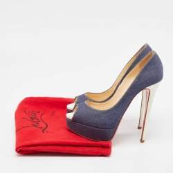 Christian Louboutin Blue Denim Lady Peep Pumps Size 36.5