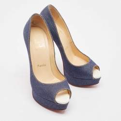 Christian Louboutin Blue Denim Lady Peep Pumps Size 36.5