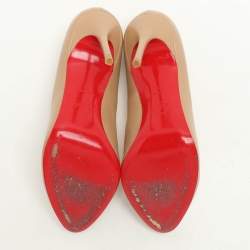 Pre Owned Christian Louboutin Beige Leather Simple Pumps Size 39