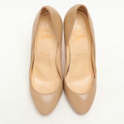 Pre Owned Christian Louboutin Beige Leather Simple Pumps Size 39