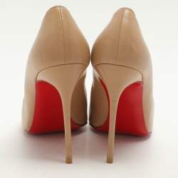 Pre Owned Christian Louboutin Beige Leather Simple Pumps Size 39