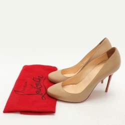 Pre Owned Christian Louboutin Beige Leather Simple Pumps Size 39