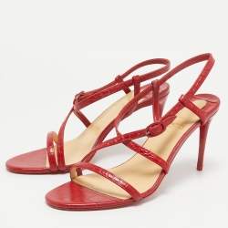 Christian Louboutin Red Embossed Croc Selima Sandals Size 40