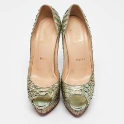 Christian Louboutin Two Tone Python Lady Peep Pumps Size 38