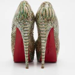 Christian Louboutin Two Tone Python Lady Peep Pumps Size 38