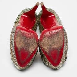 Christian Louboutin Two Tone Python Lady Peep Pumps Size 38