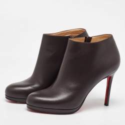 Christian Louboutin Dark Brown Leather Bellissima Ankle Booties Size 38