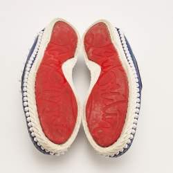 Christian Louboutin Blue Leather Yacht Spikes Loafers Size 36