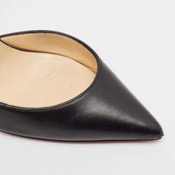 Pre Owned Christian Louboutin Black Leather Iriza Pointed Toe D'orsay Pumps Size 38