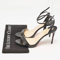 Christian Louboutin Black Leather Loubigirl Ankle Strap Sandals Size 41