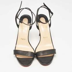 Christian Louboutin Black Leather Loubigirl Ankle Strap Sandals Size 41