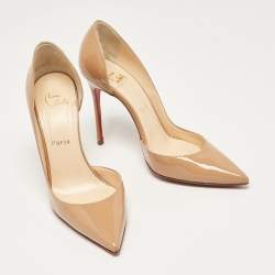 مملوكة مسبقًا حذاء كعب عالي كريستيان لوبوتان ايريزا جلد لامع أسود مقاس 37.5