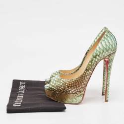Christian Louboutin Two Tone Python Lady Peep Pumps Size 37