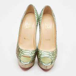 Christian Louboutin Two Tone Python Lady Peep Pumps Size 37
