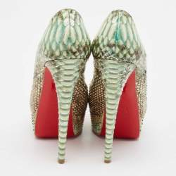 Christian Louboutin Two Tone Python Lady Peep Pumps Size 37