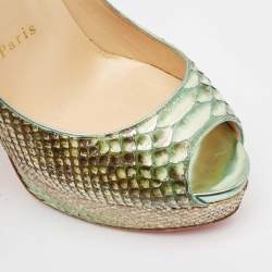 Christian Louboutin Two Tone Python Lady Peep Pumps Size 37