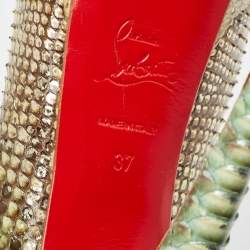 Christian Louboutin Two Tone Python Lady Peep Pumps Size 37