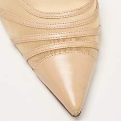 Pre Owned Christian Louboutin Beige Leather and Mesh Theodorella Pumps Size 41